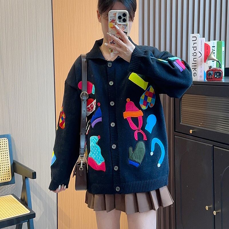 【outer】POLOネックニットカーデ　M18350