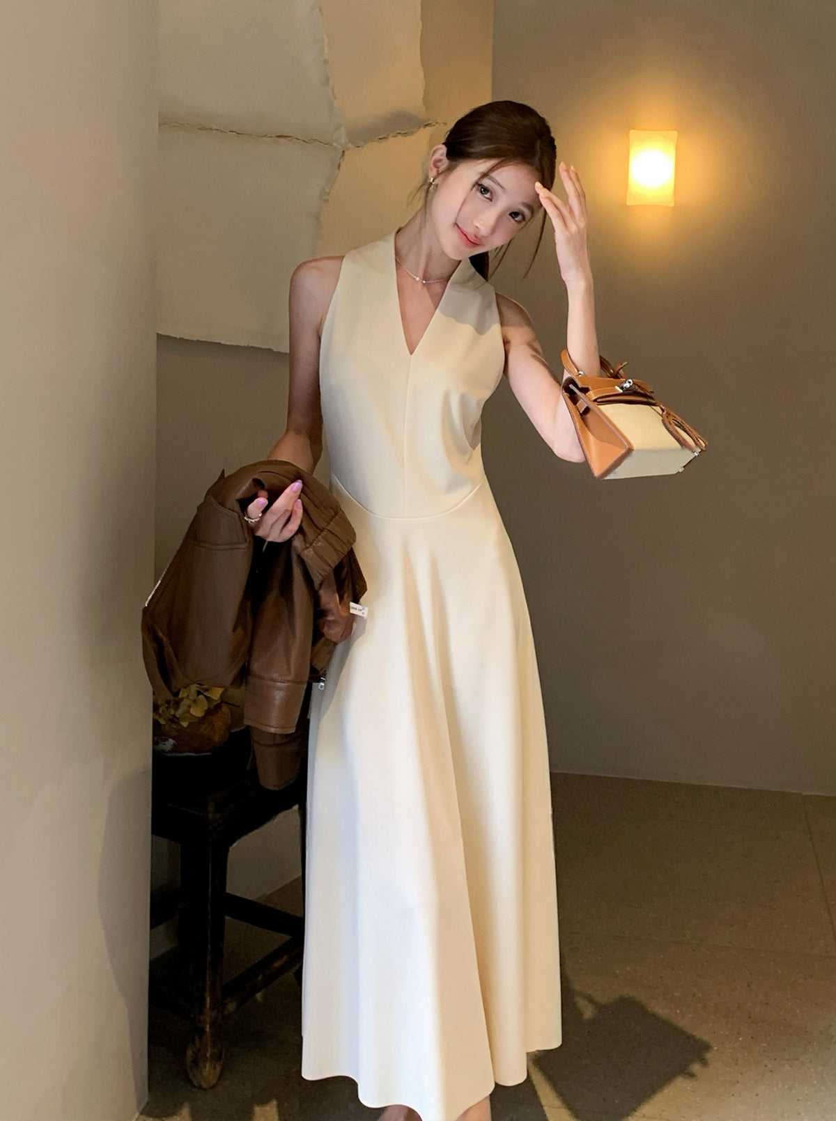 【dress】ノースリーブロングワンピース Q8931