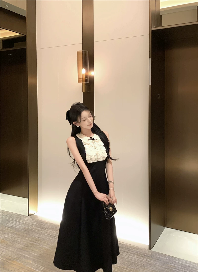 【dress】ノースリーブレースドッキングワンピース　M31116