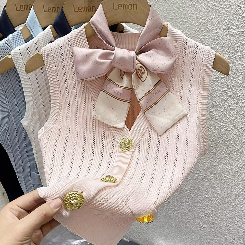 【tops】4色リボン付きキャミソール F7576