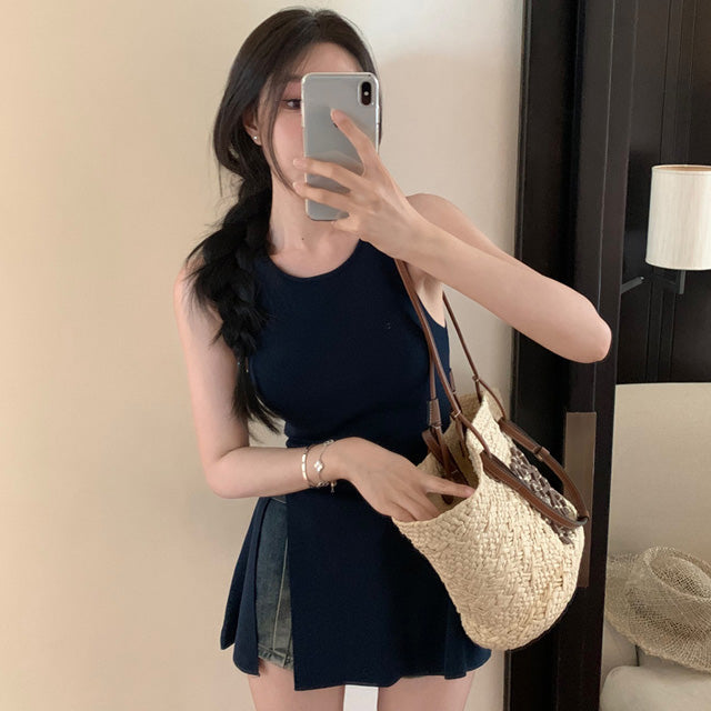 【tops】3色スリットタンクトップF7585