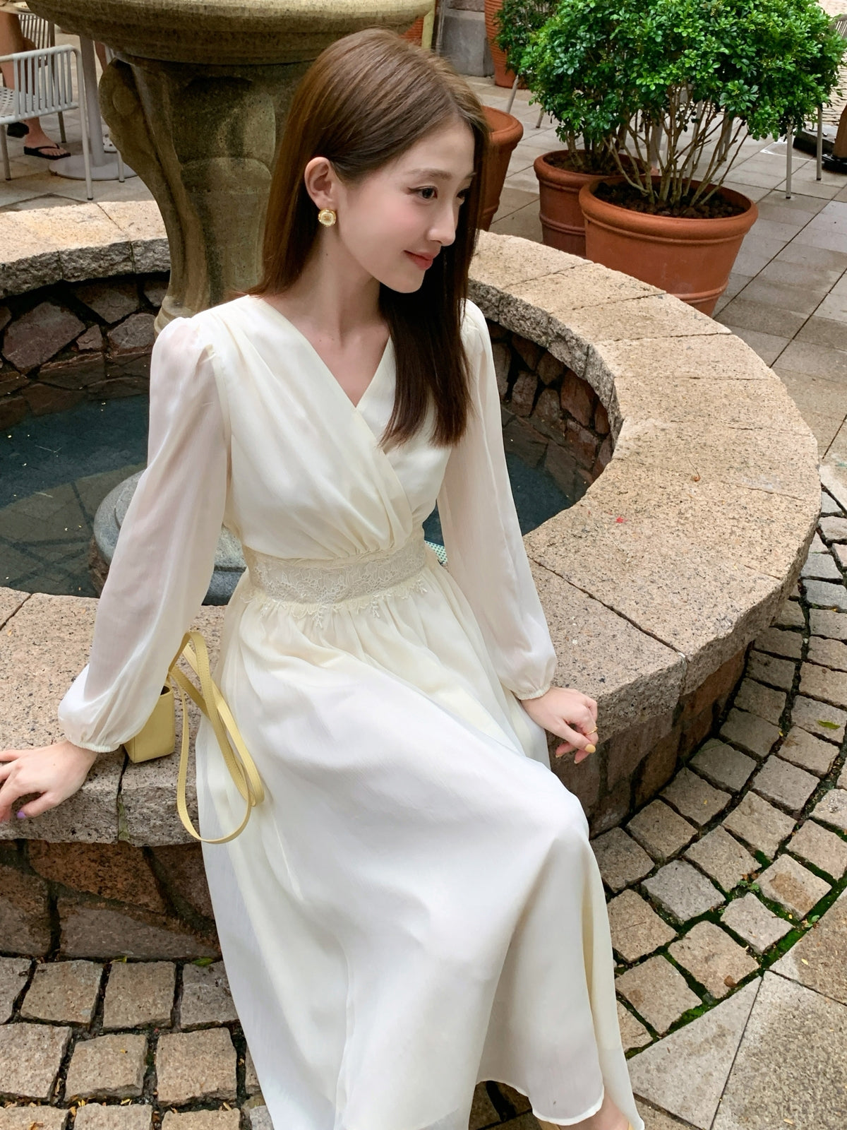 【dress】レースドッキングロングワンピース Q8932
