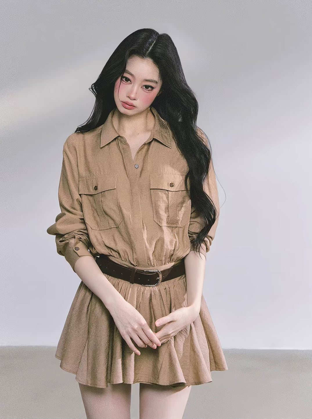 【dress】ストール付きAラインワンピース Q8905