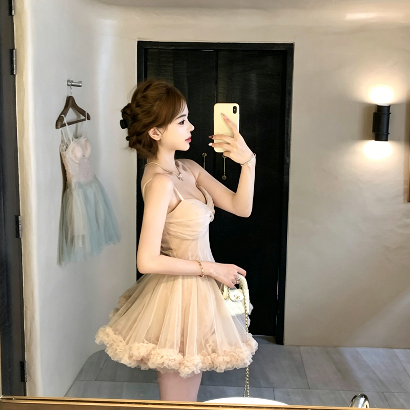 【dress】ギャザーフリルチュールミニワンピース Q8417