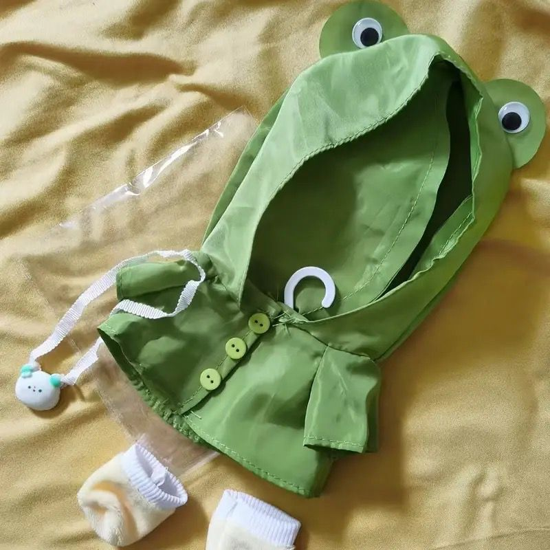【GOODS】着せ替え 20cm ぬいぐるみ服 カエル レーンコートセット Q2505