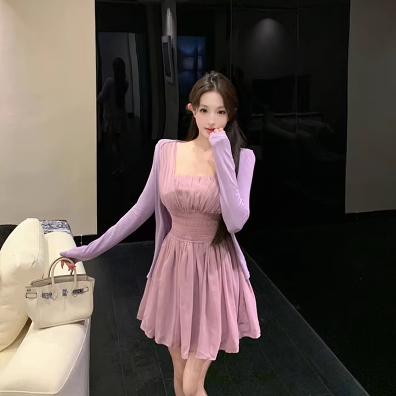 【dress】ノースリーブAラインミニワンピース Q8480