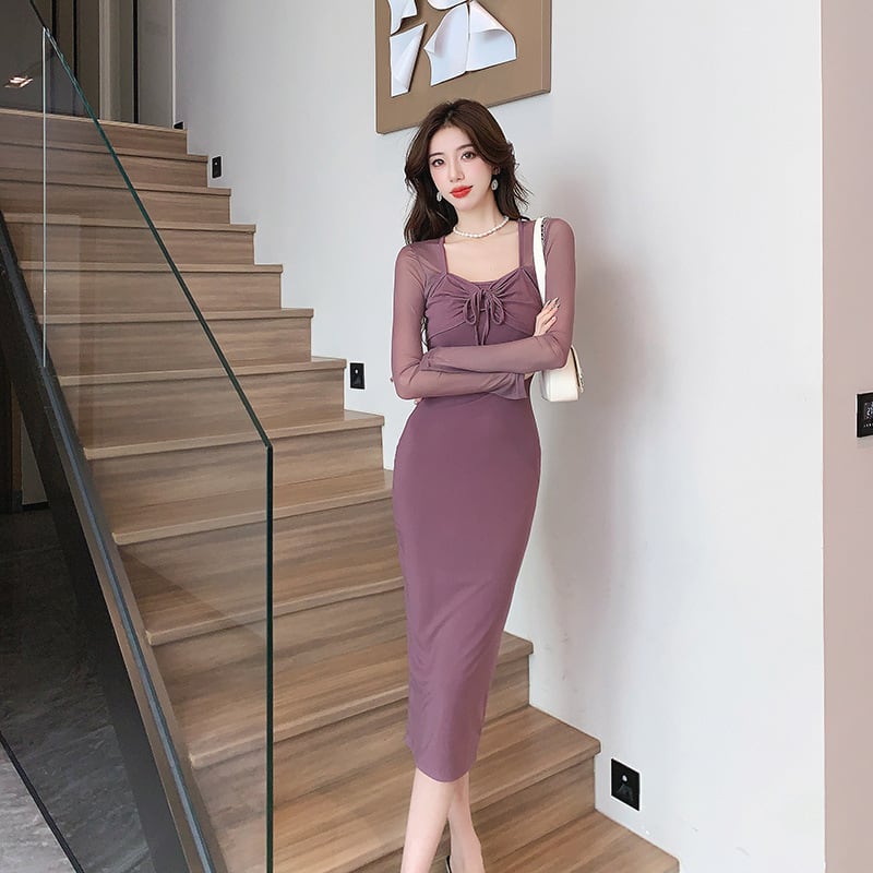 【dress】チュールコンビワンピース　M29493