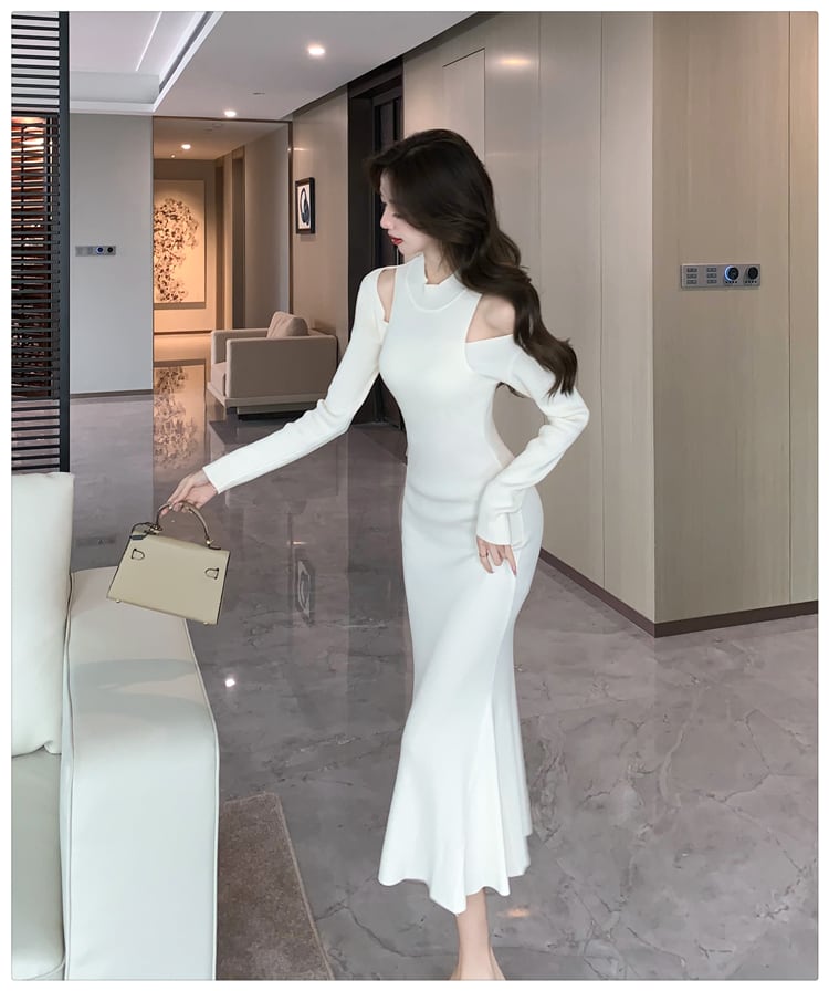 【dress】オフショルダーニットワンピース　M28025