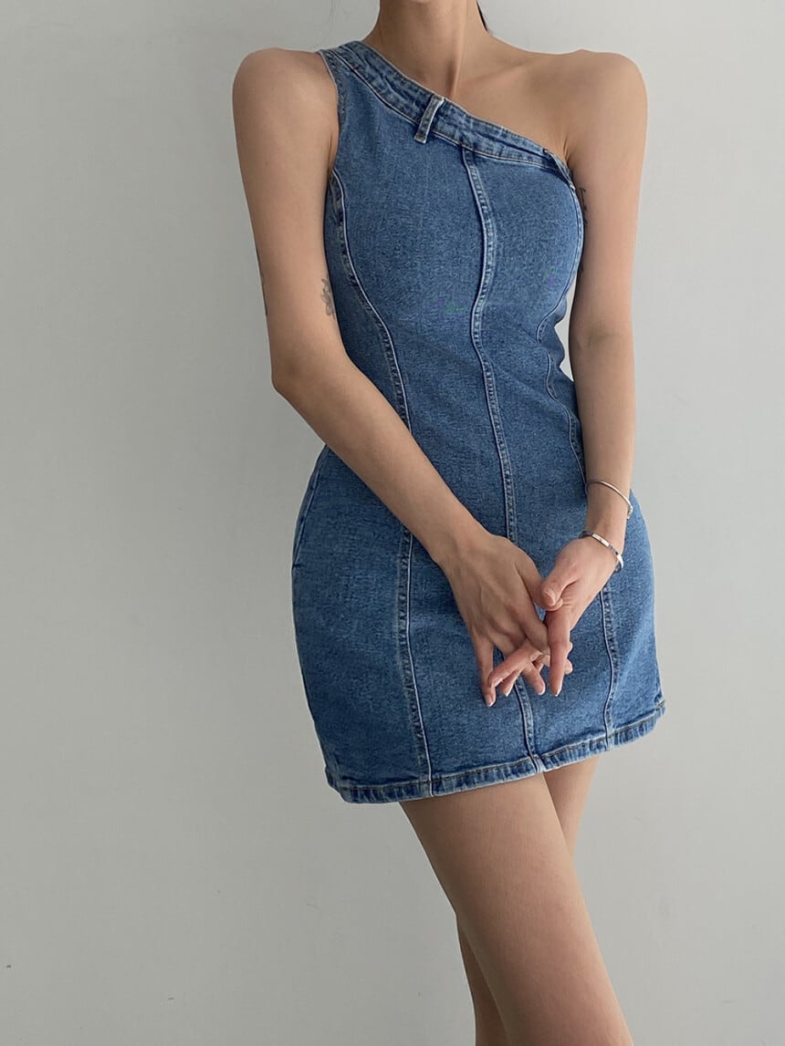 【dress】オフショルダーデニムワンピース　M25031