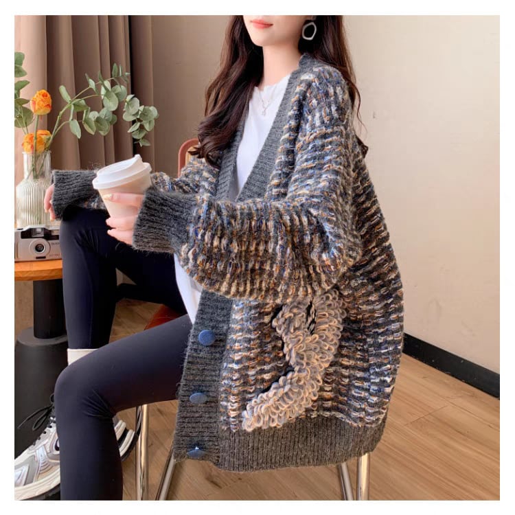 【outer】Vネックニットカーデ　M25755