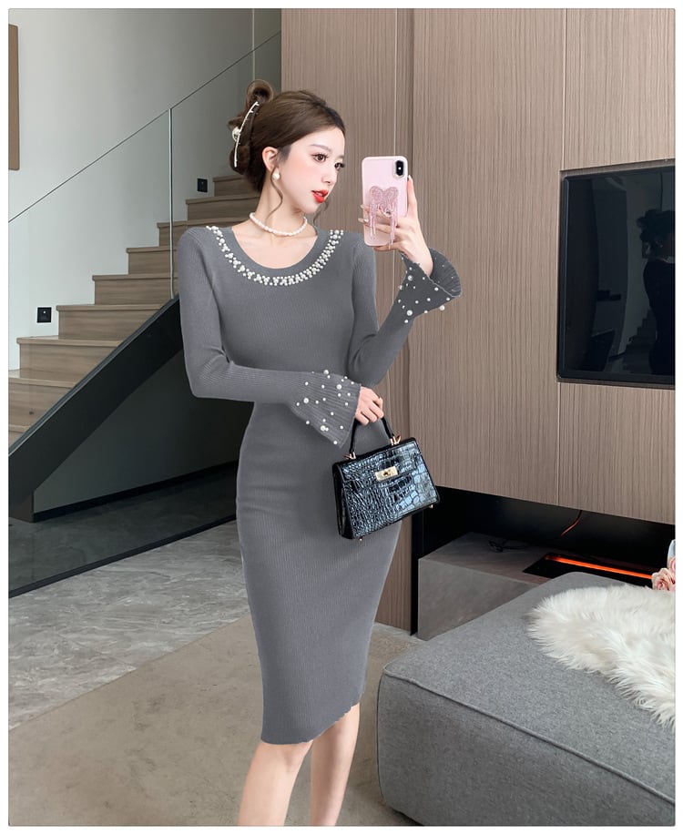 【dress】パールニットワンピース　M27487