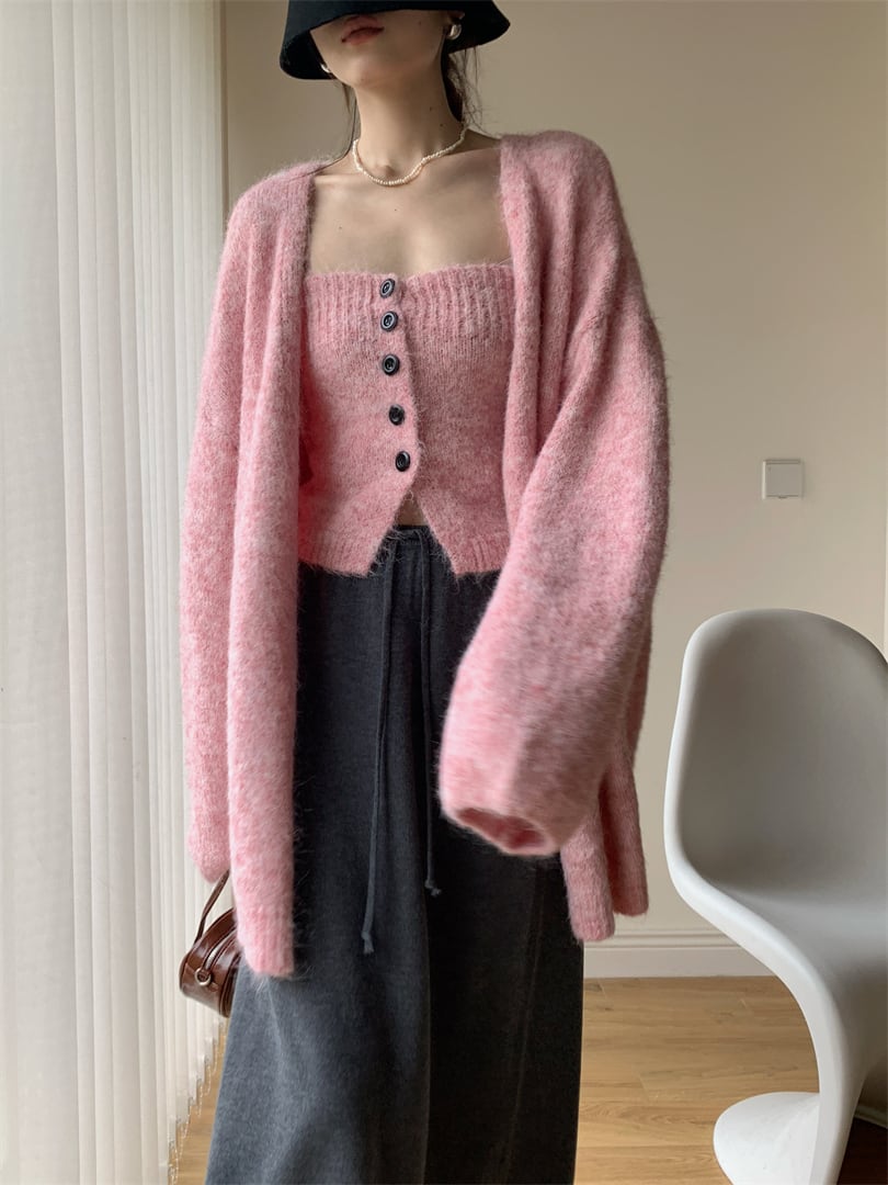 【set】ニットベアトップ×カーディガンセット　M26758