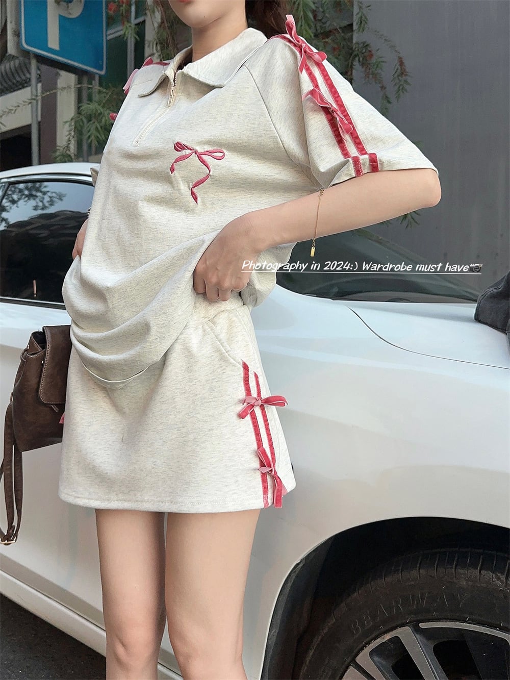 【set】リボンTシャツ+スカート２点セットG21576