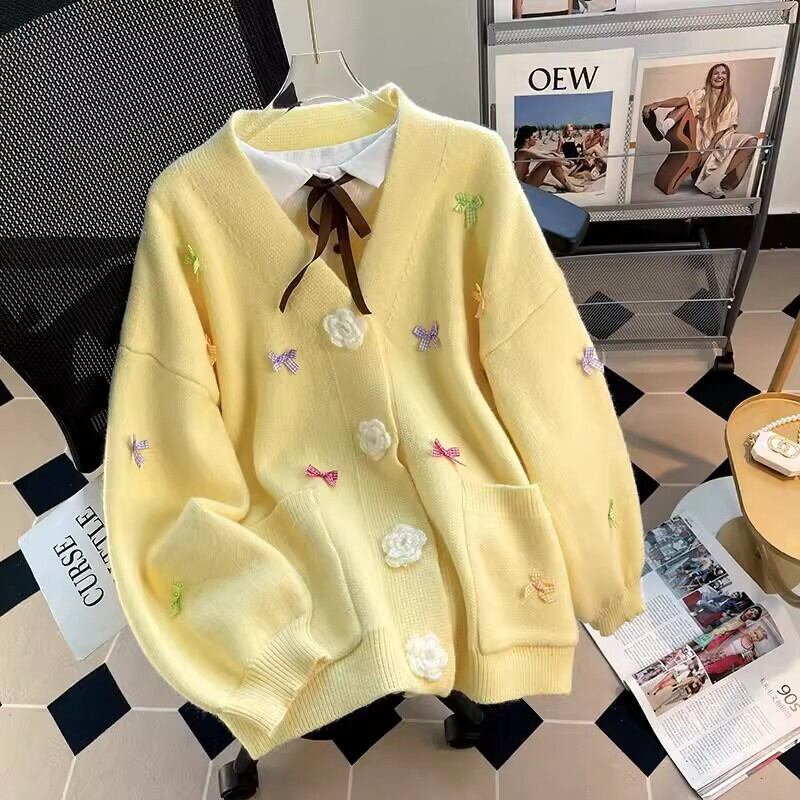 【outer】Vネックニットカーデ　M19157