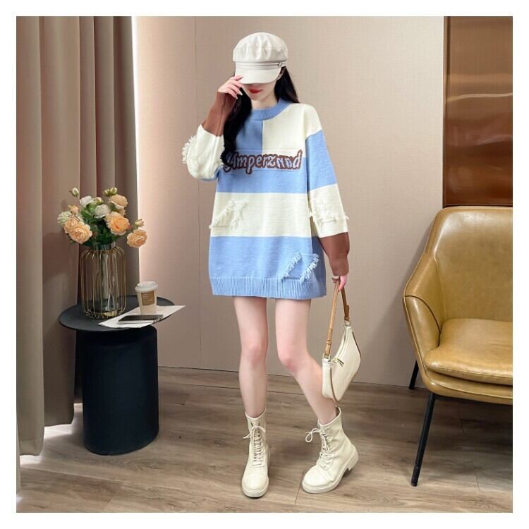 【tops】ボーダー柄ニットセーター　M27501