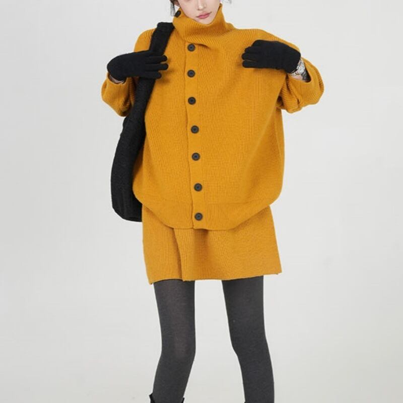 【set】ニットカーデ×スカートセット　M27885