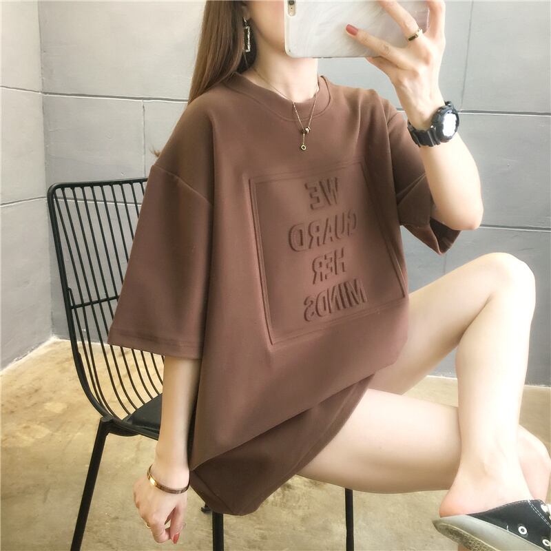 【tops】清新合わせやすいラウンドネック半袖ゆったり着回しファッションTシャツF0032
