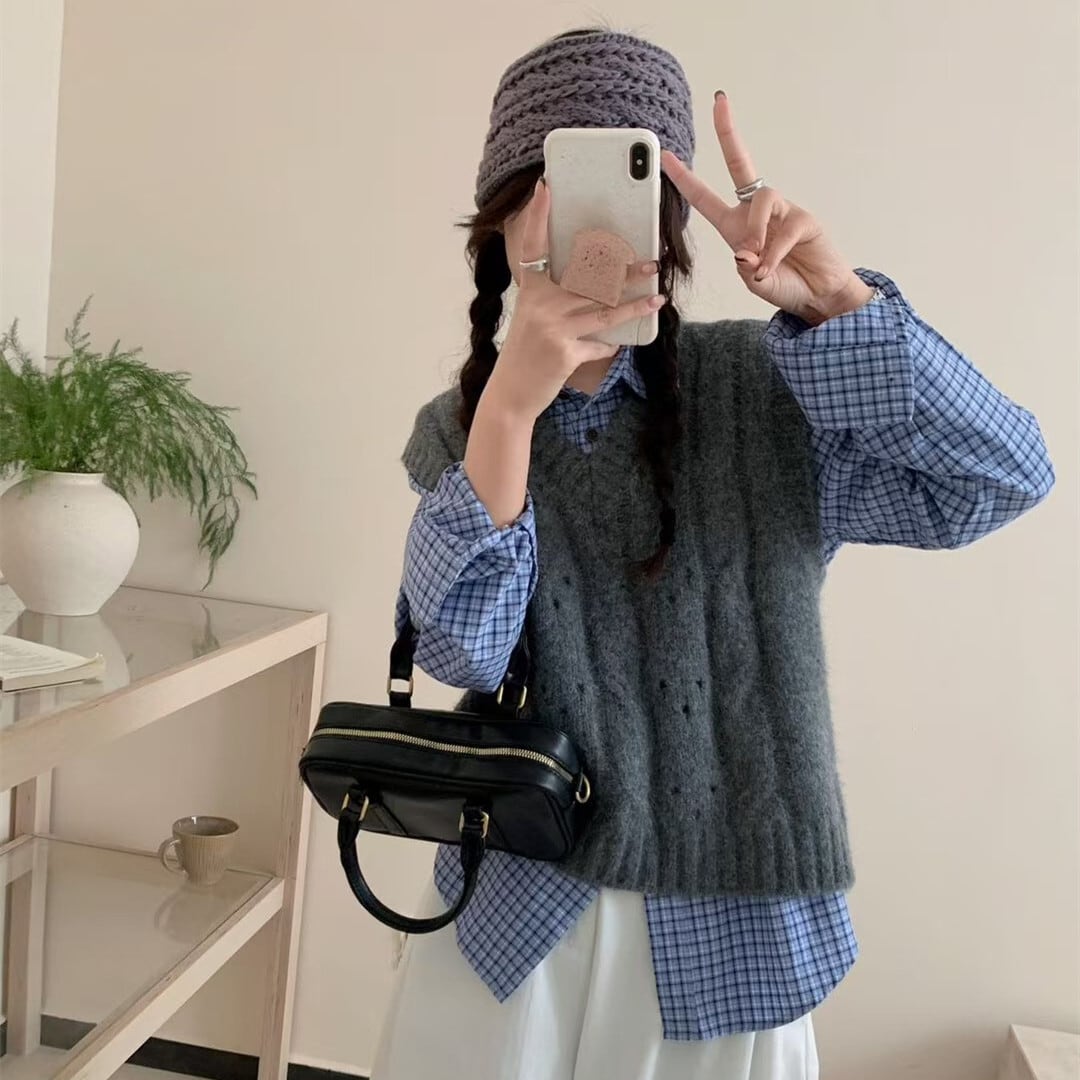 【tops】Vネックニットベスト　M29071