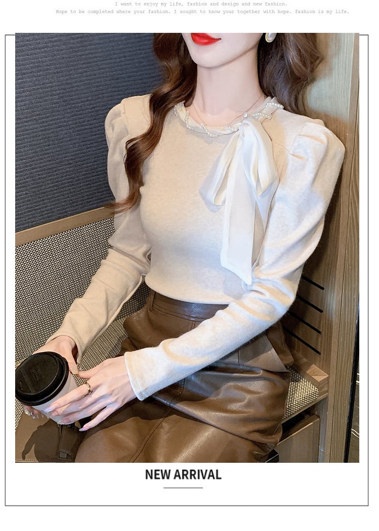 【tops】パールニットトップス　M27567