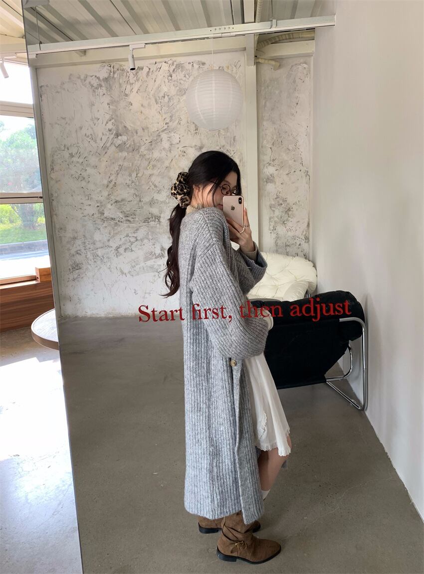 【outer】ロング丈ニットカーデ　M28394