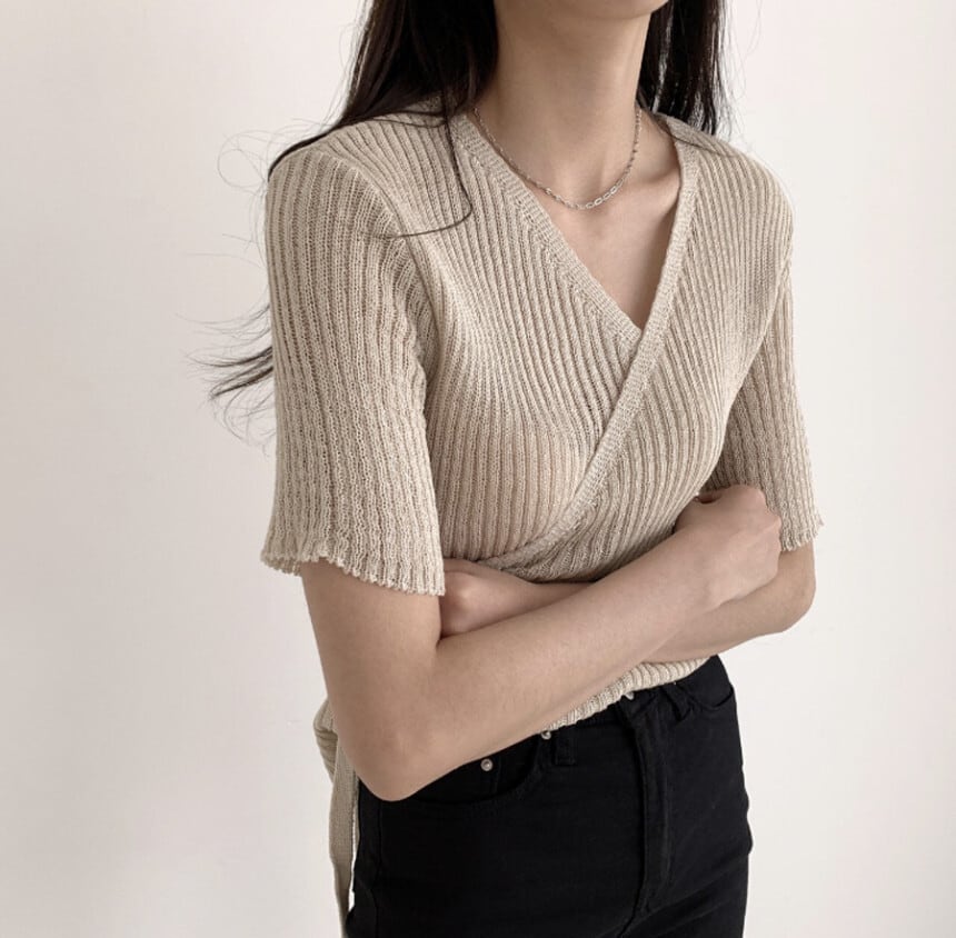 【tops】VネックニットトップスG21048