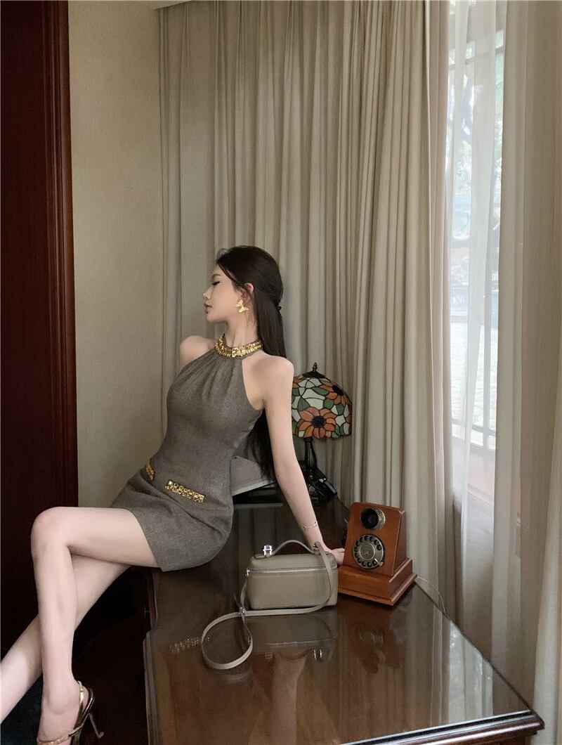 【dress】リボンホルターネックワンピース G20977