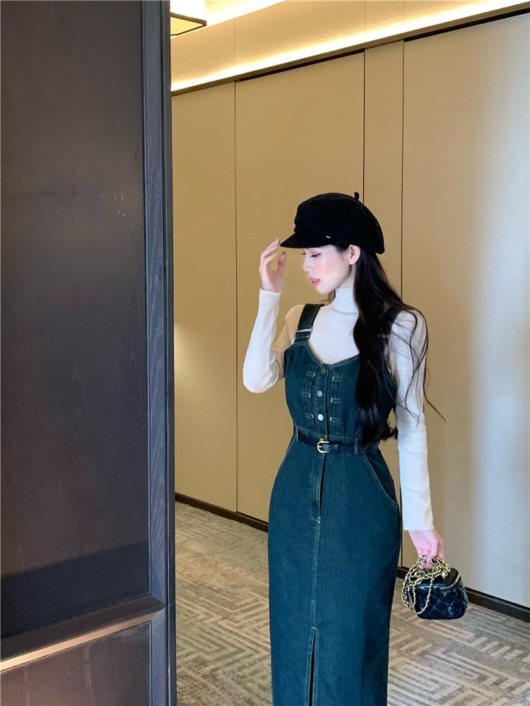 【dress】サロペットデニムワンピース　M27988