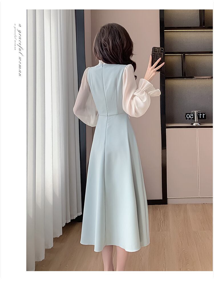 【dress】リボン偽二つ切り替えワンピース G19972