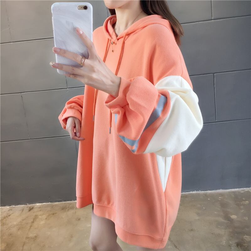 【tops】必ず目を引くフード付き長袖配色秋新作3色カジュアルゆったり着回しパーカーF0721