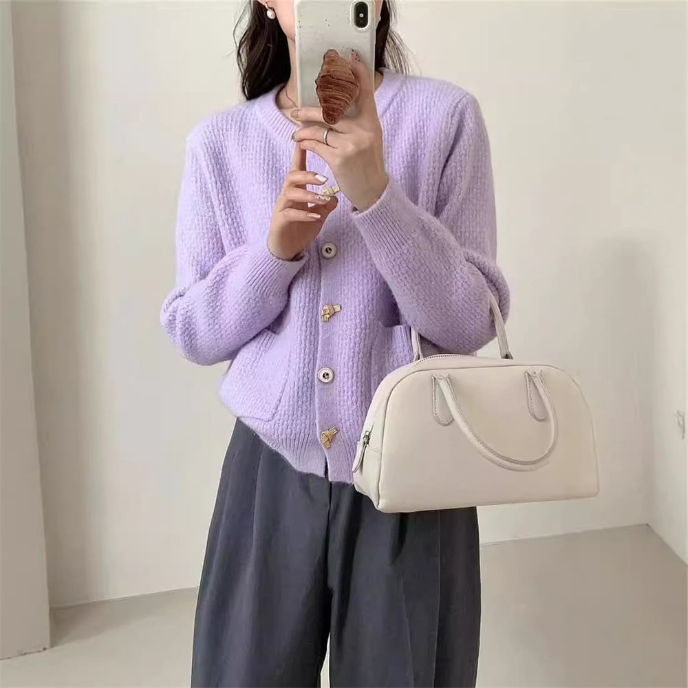 【outer】クルーネックニットカーデ　M25982