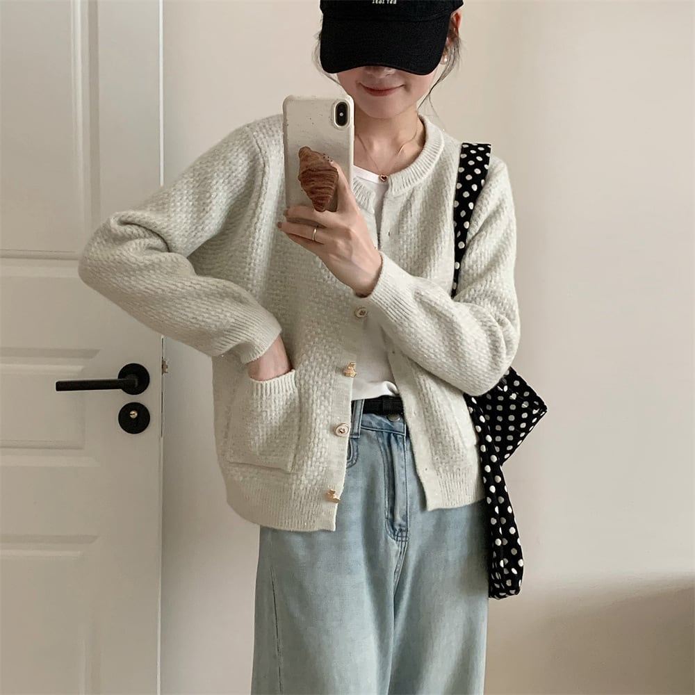 【outer】クルーネックニットカーデ　M25982