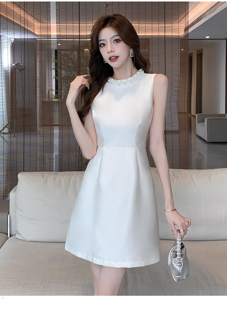 【dress】ノースリーブビーズAラインワンピース G21537