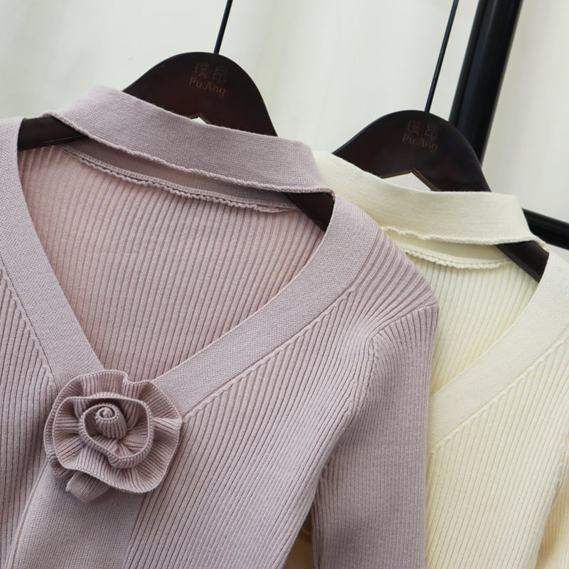 【tops】立体フラワーニットセーター　M25701