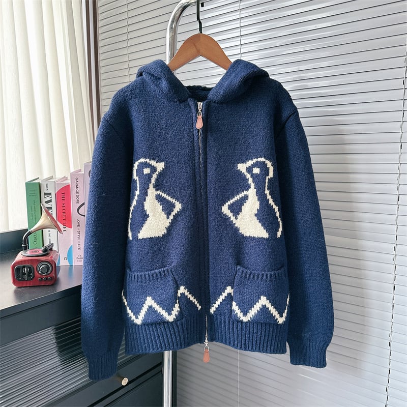 【outer】フード付きニットカーデ　M26399