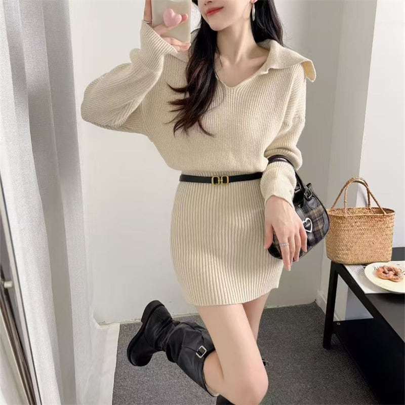 【dress】ニットミニワンピース Q7161