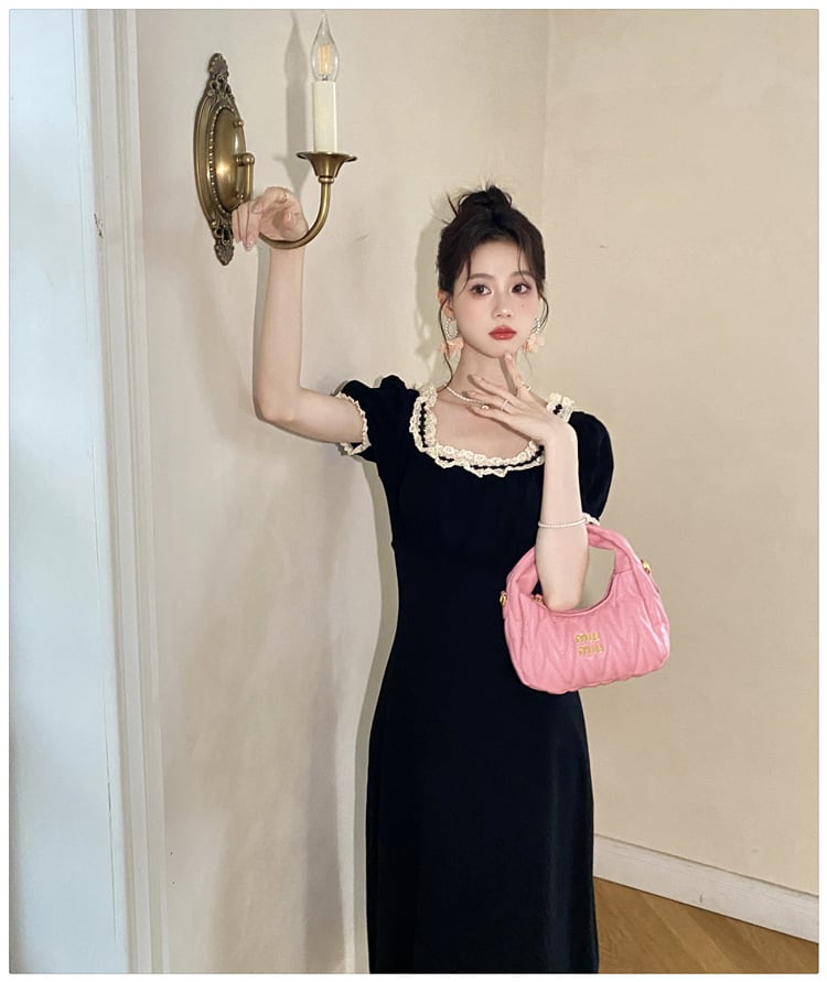 【dress】レース切り替えワンピース　M24334