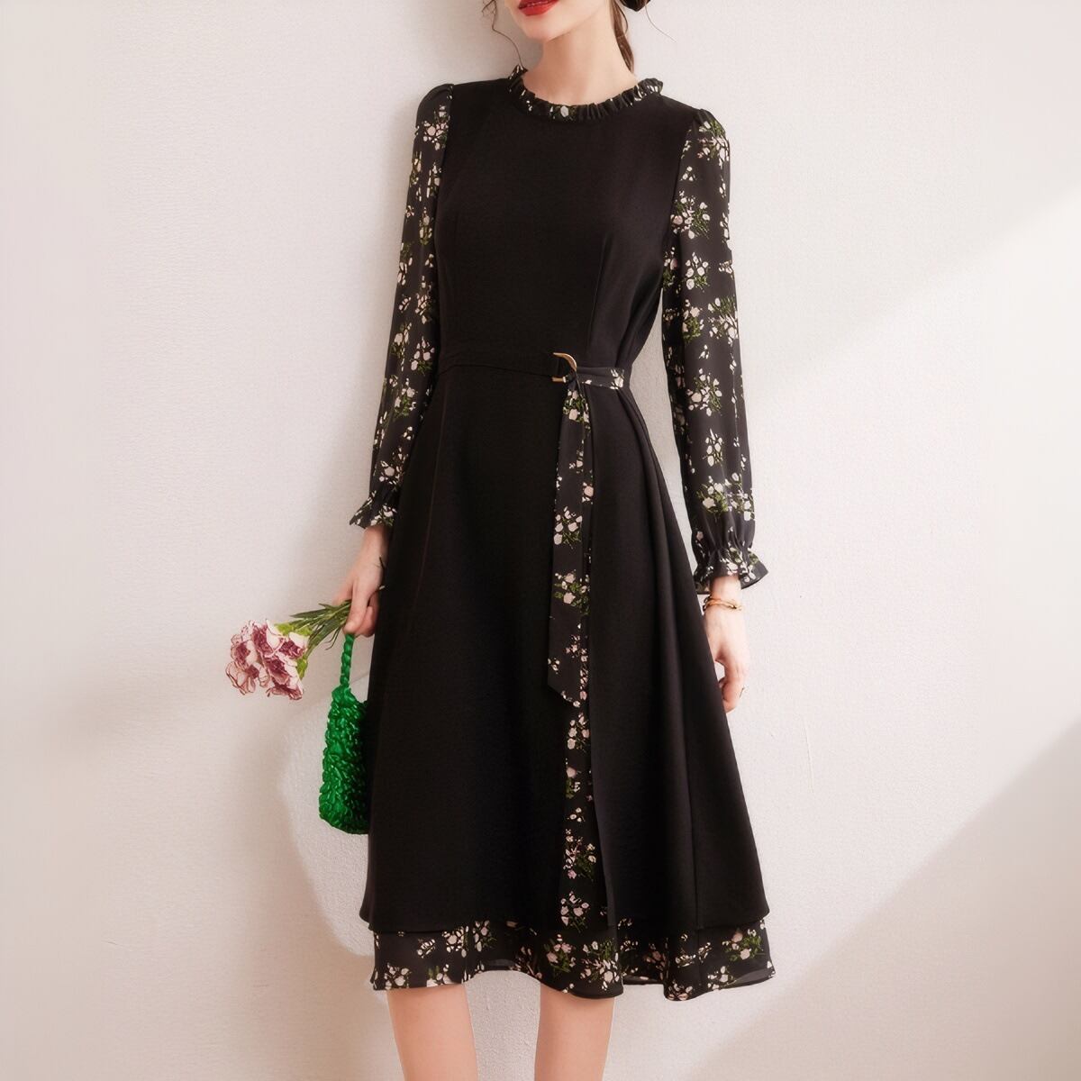 【dress】切り替え花柄ワンピース　M29665