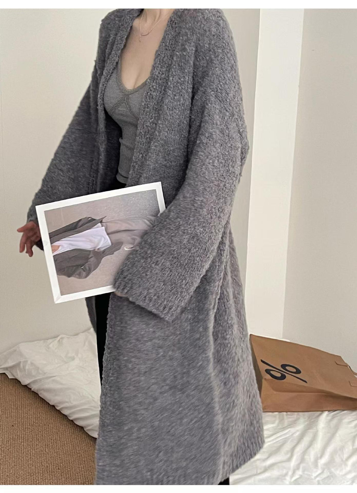 【outer】ロング丈ニットカーデ　M25674