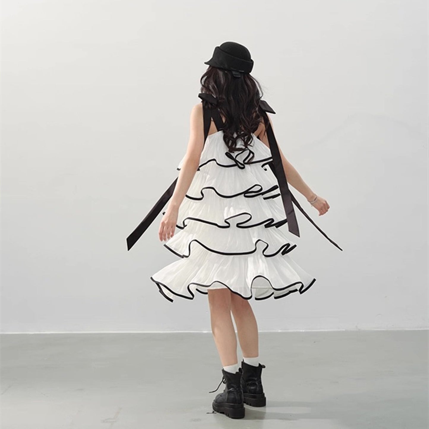 【dress】ショルダーリボンボリュームエアリーワンピース N3554