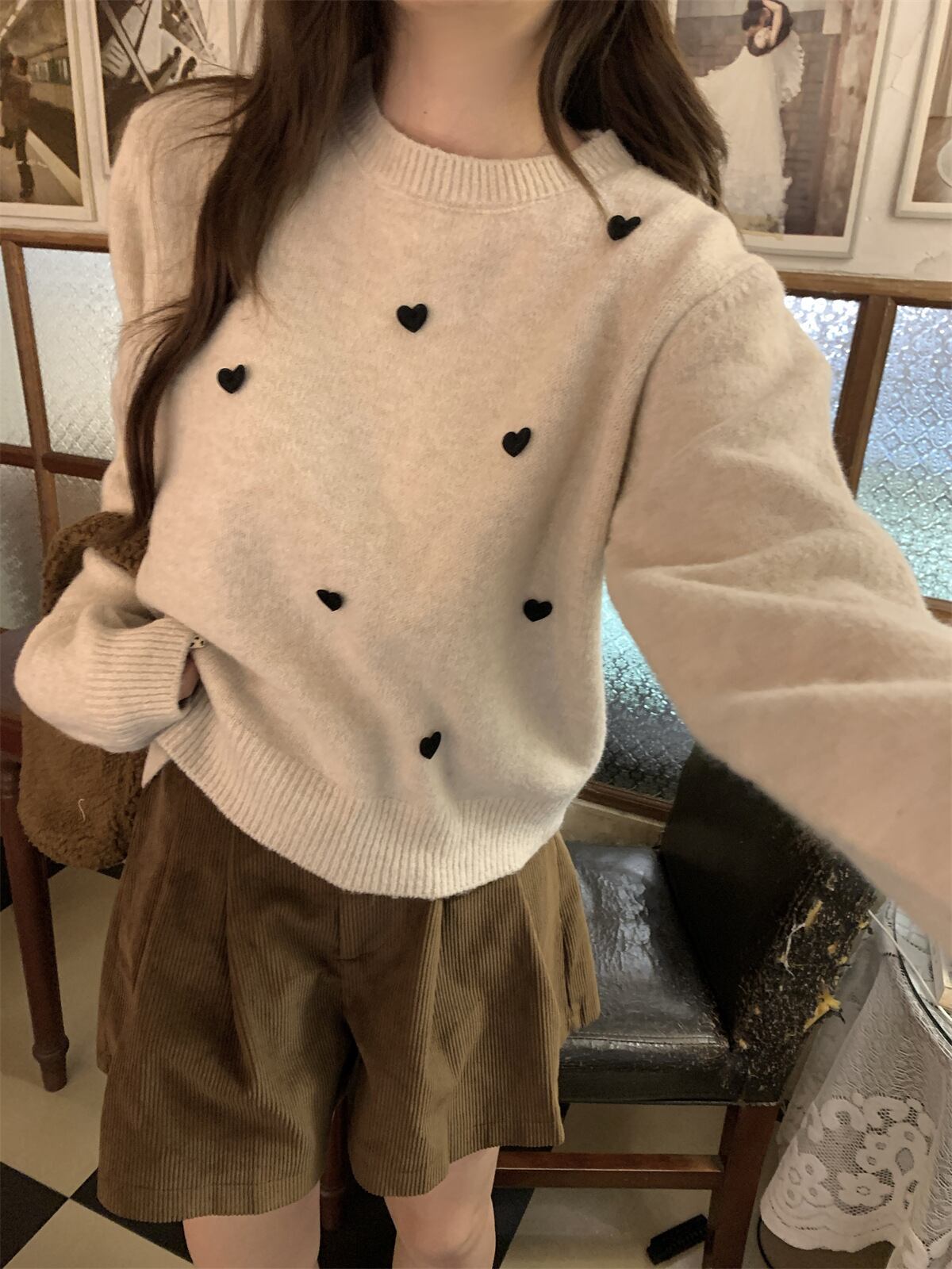 【tops】ハート柄ニットセーター　M27384