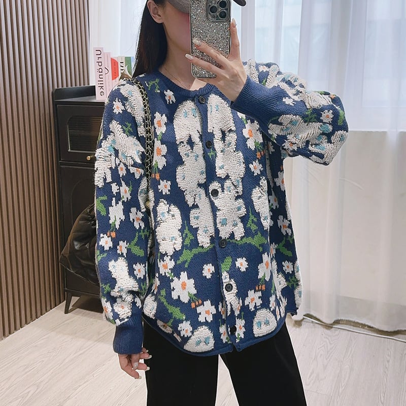 【outer】刺繍ニットカーデ　M25875