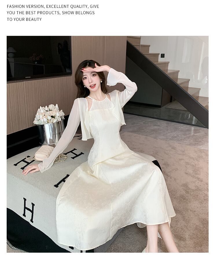 【set】カーディガン+ホルターネックワンピース２点セットG20502