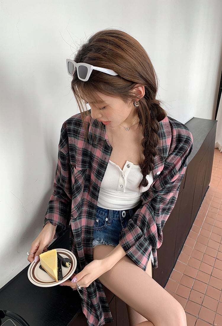 【tops】チェック柄シャツトップス　M25331