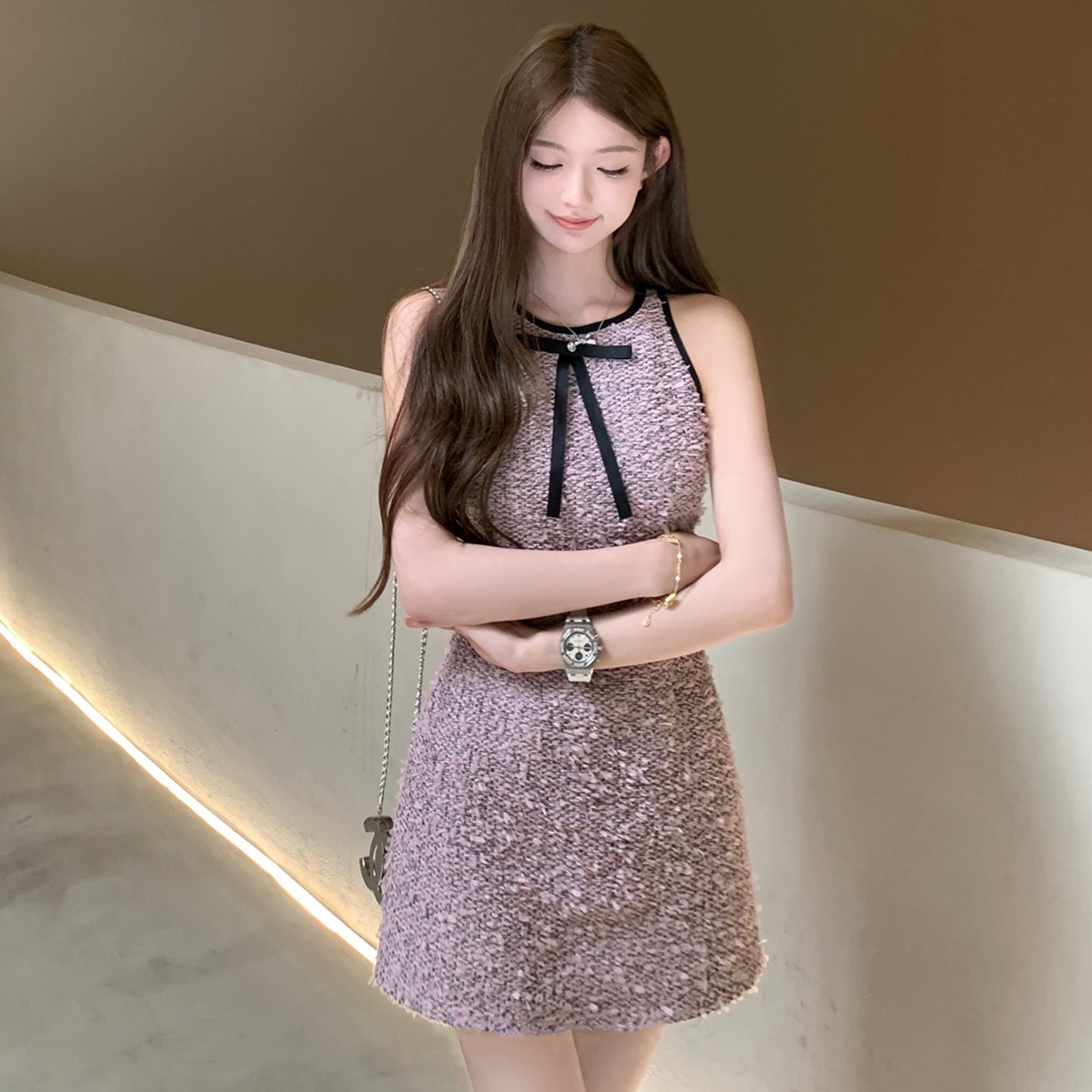【dress】ノースリーブリボン付きワンピース　M31261