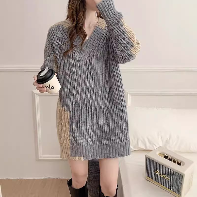 【dress】Vネックニットワンピース　M26594