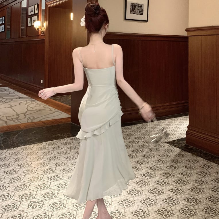 【dress】フリルスリットキャミワンピースG21364