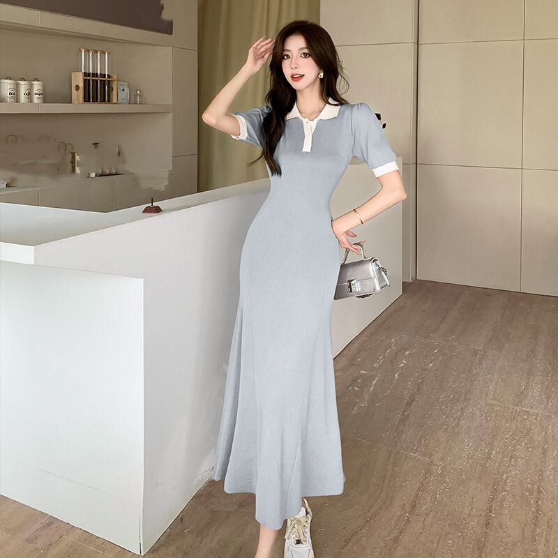 【dress】POLOネックニットワンピース G21110