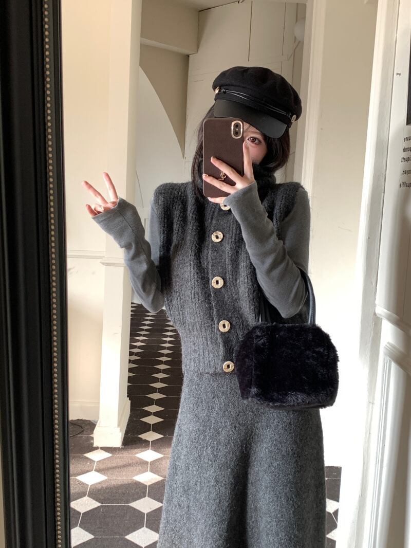 【set】ニットベスト×スカートセット　M27743