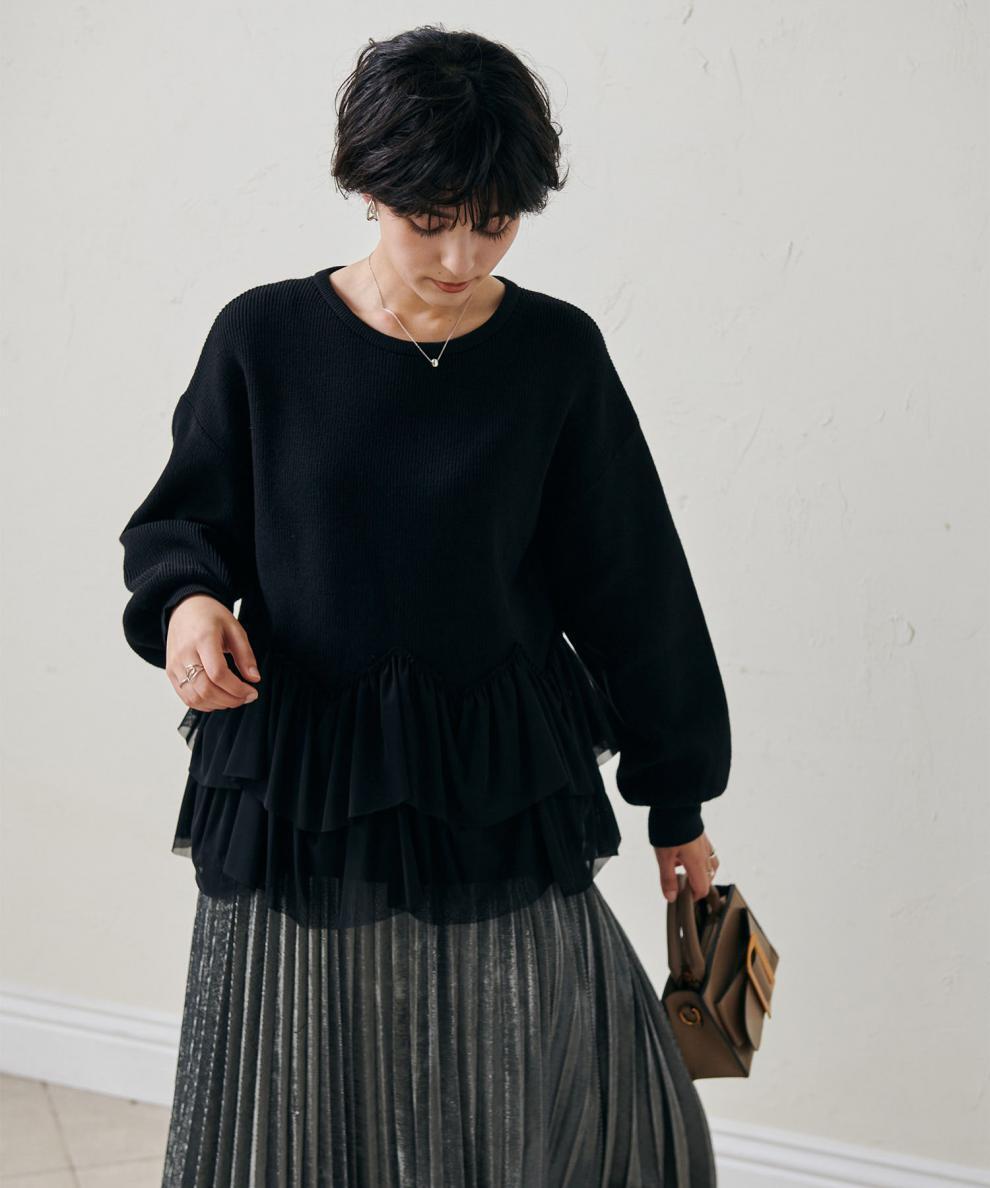 【tops】切り替えニットセーター　M25757
