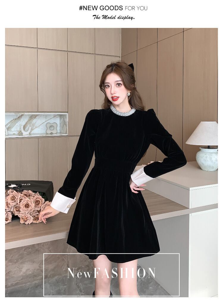 【dress】ビジュードッキングワンピース　M28245